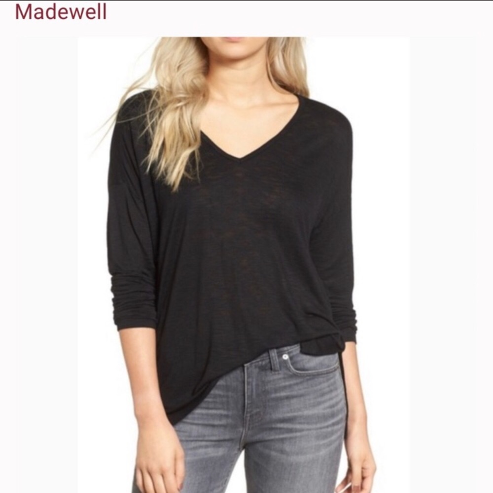 Madewell Black V-neck Longsleeved Tee